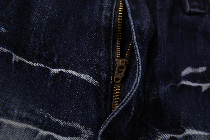 Retro Washed Lightning Pattern Men's Long Pants, INS Autumn Trendy Streetwear, Cool and Versatile Slightly Flared Jeans