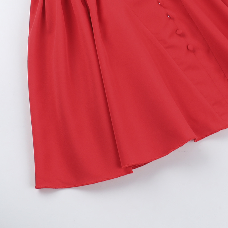 Polyester V-Neck Strap Bubble Skirt