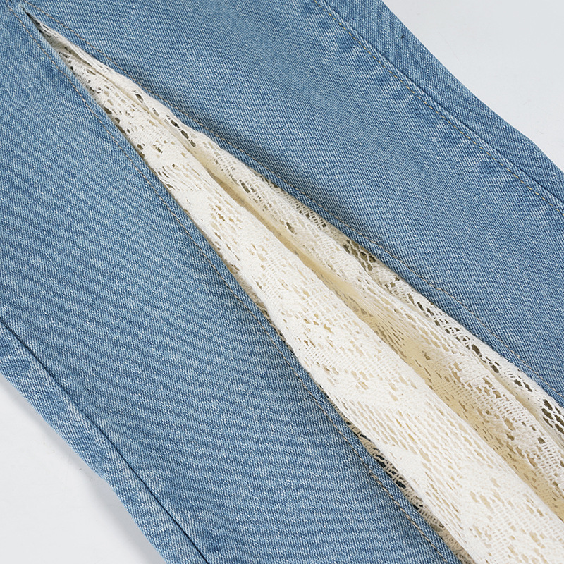 French versatile lace patchwork retro flared pants