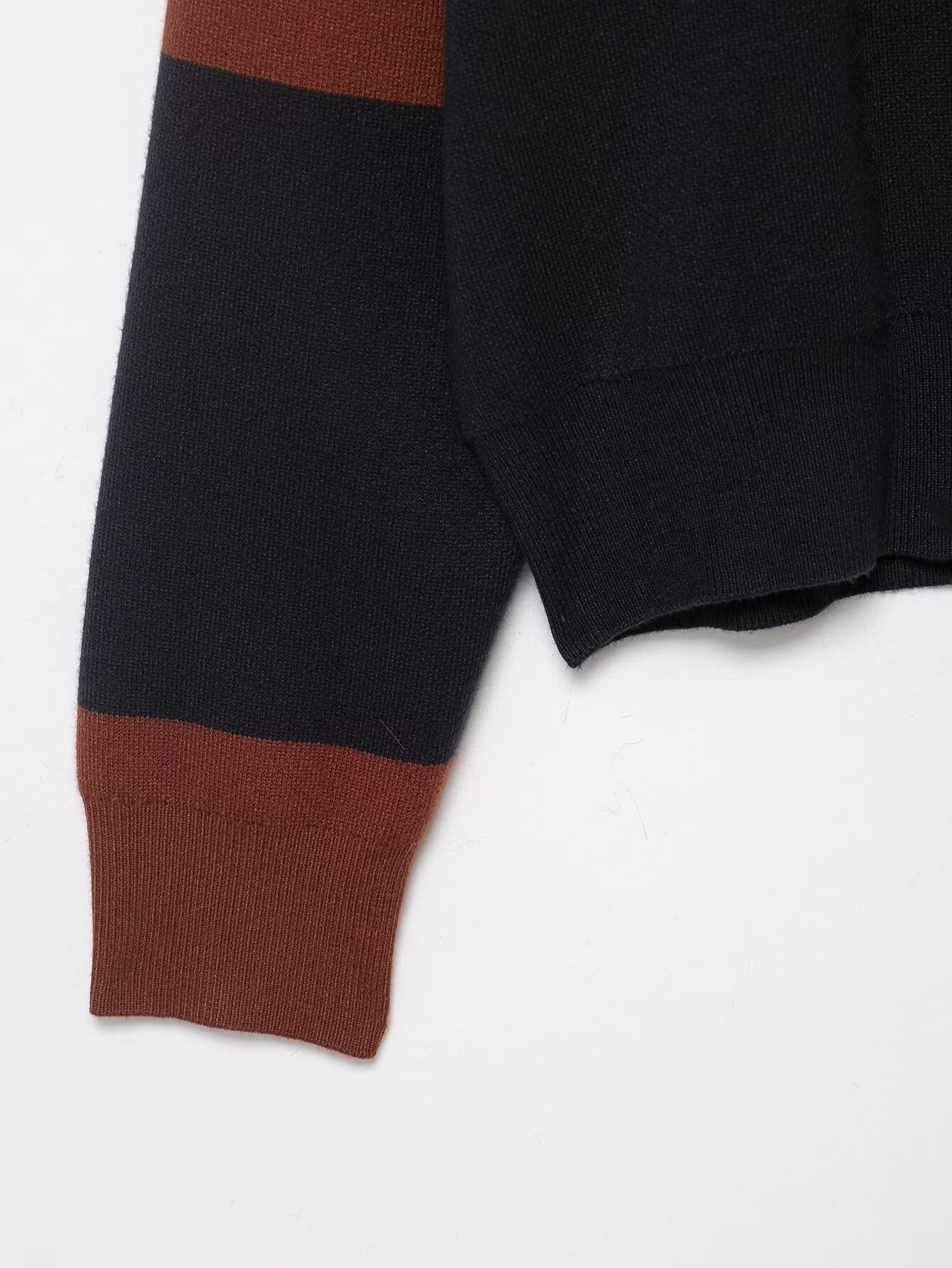 Striped polo shirt collar knit sweater