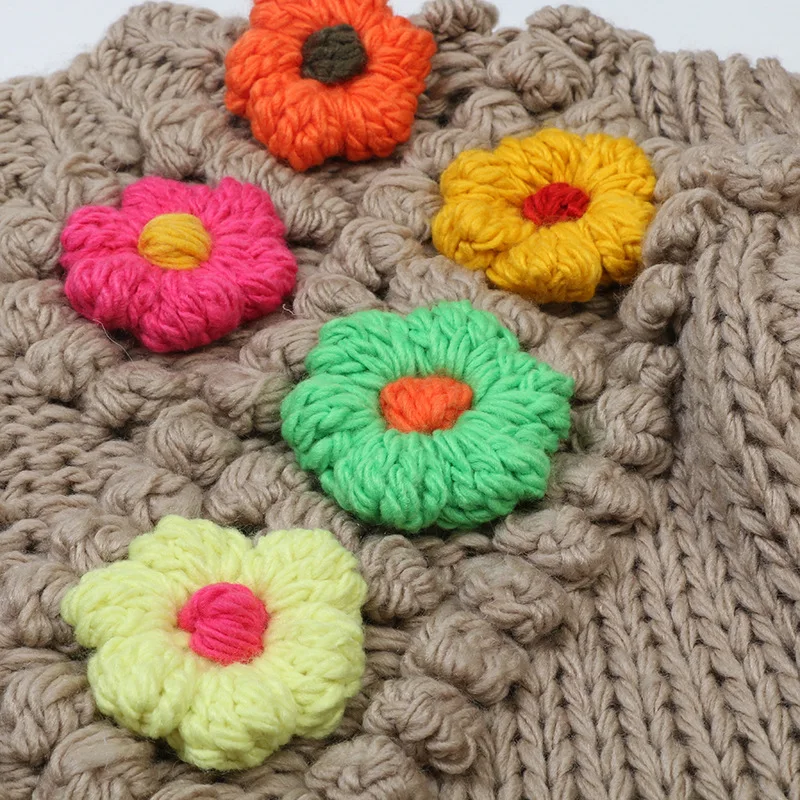 Women's Oversized Wool Button Front Floral Cardigan