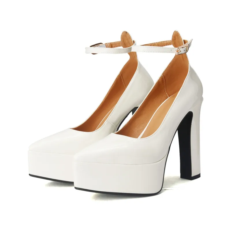 Ladies Shiny Stiletto Raised Sole Evening Shoes