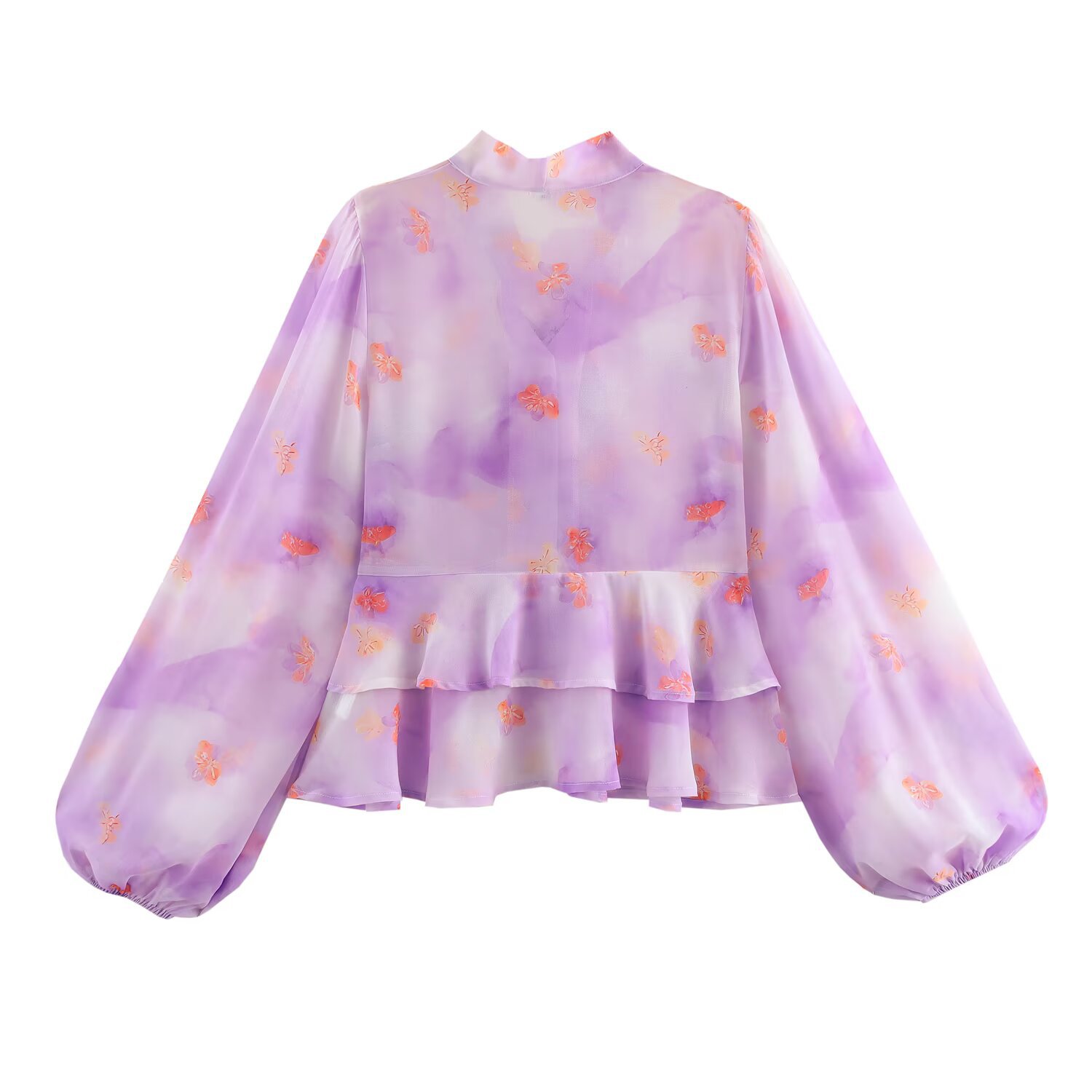 European Floral Frill Trim Top