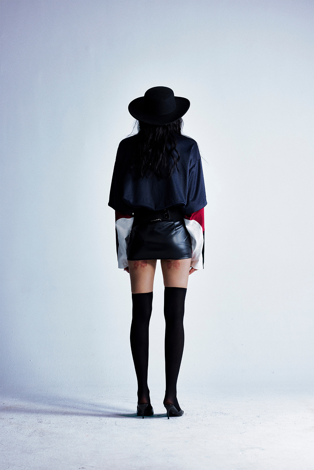 Color Block Full Arm Faux Layered Collared Shirt