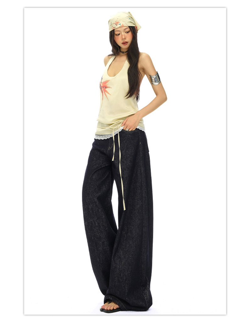 Light Blue High-Waisted Loose Fit Wide-Leg Jeans for Women, Casual Floor-Length Straight Leg Pants