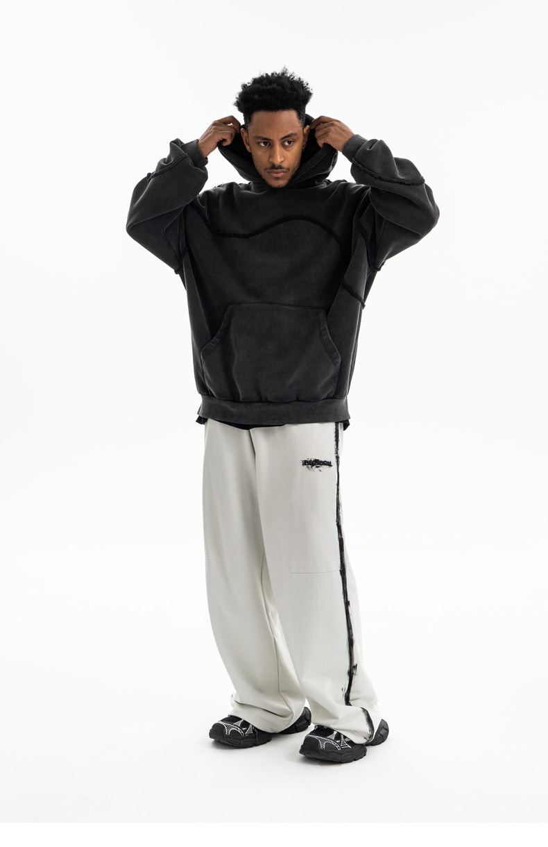 Cotton Paneled Exposed Seam Hoodie