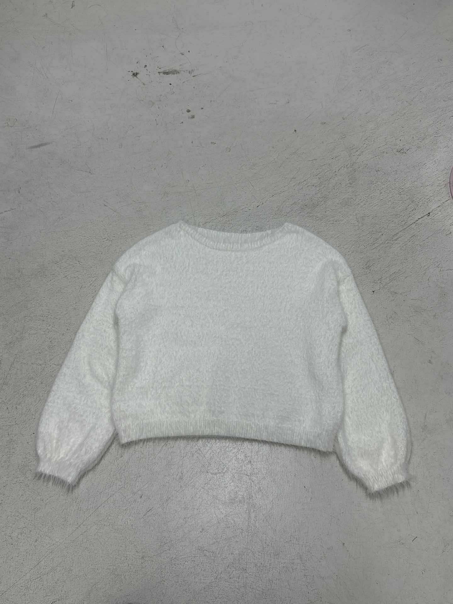 Ladies Relaxed Round Neck Plain Furry Sweater