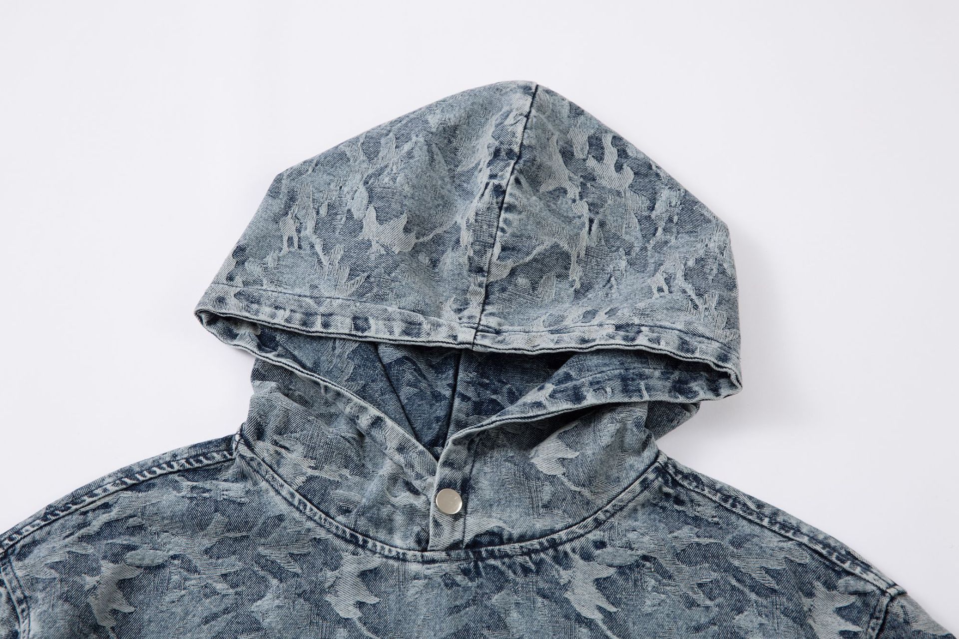 Faded Oversized Heavy Indigo Camo Hoodie