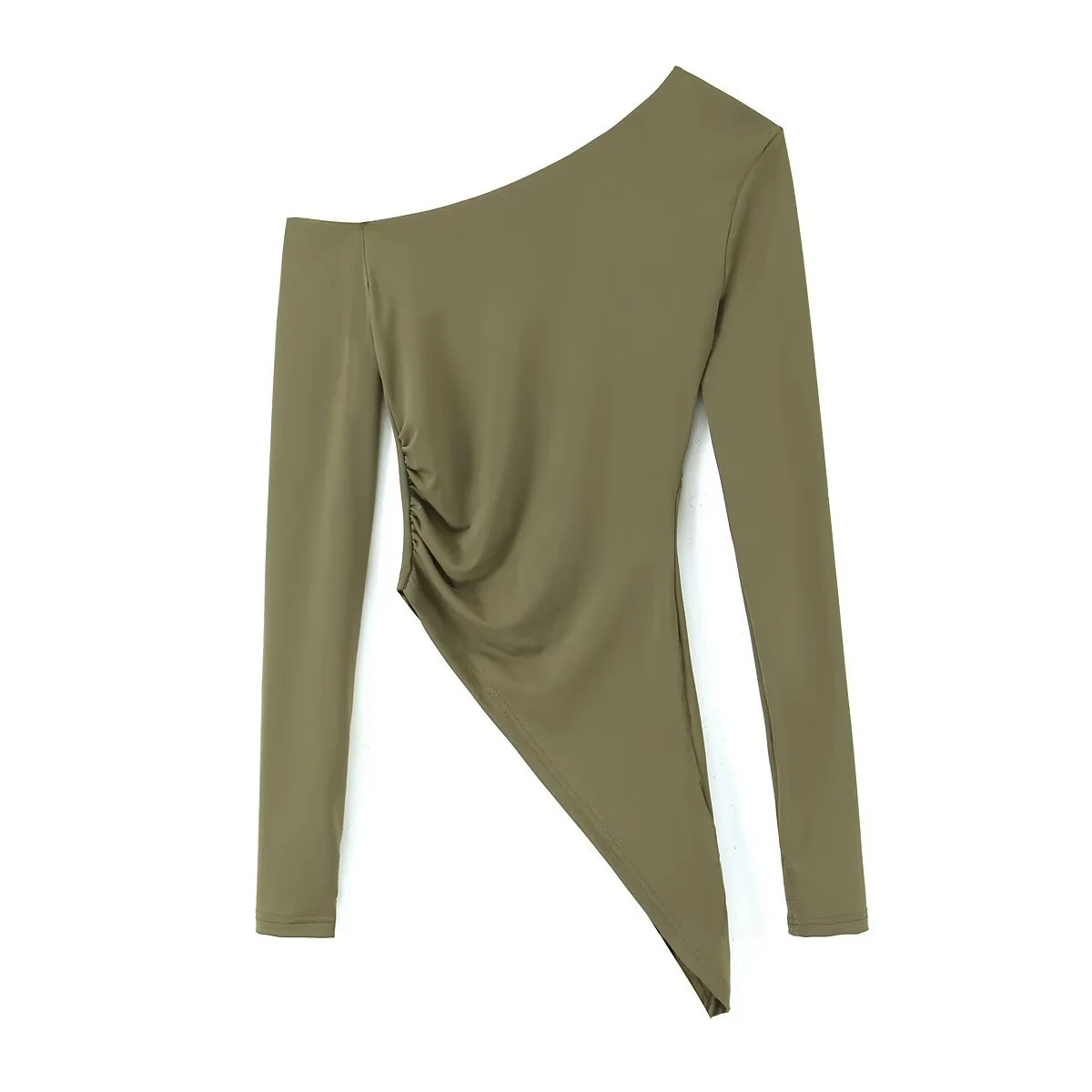 Asymmetric Gathered Stretch Top