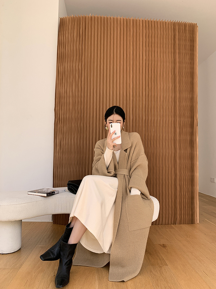 Wool Blend Oversized Collar Cardigan