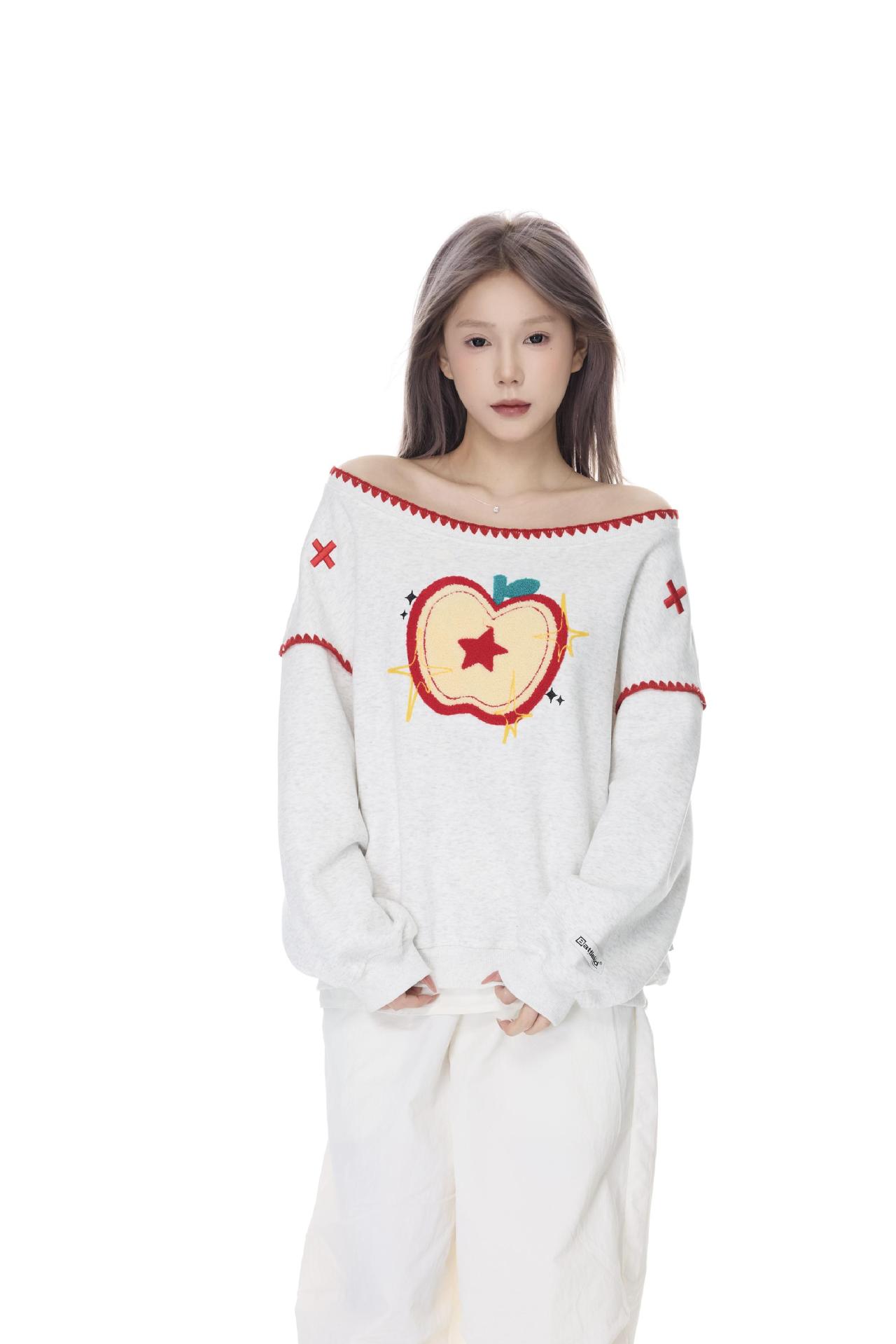 Cotton Long Sleeve Asymmetric Fruit Hoodie