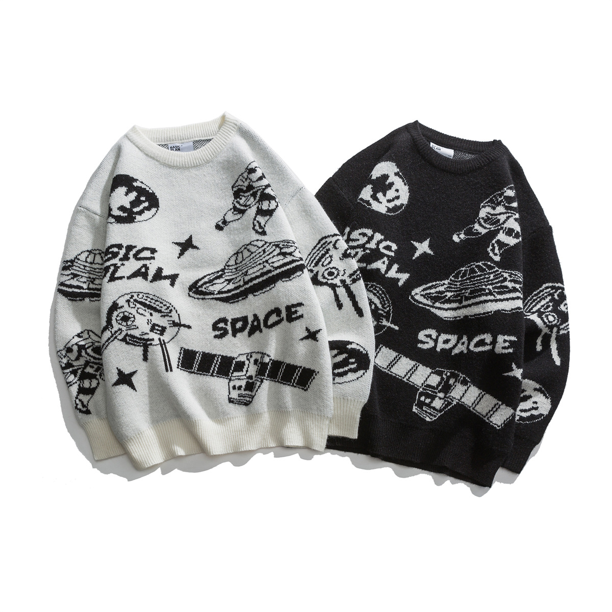 Unisex Oversized Colorblock Japanese Workwear Sweater