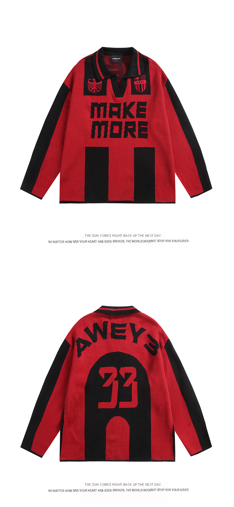 Japanese Workwear Color Block Notched Collar Sweater
