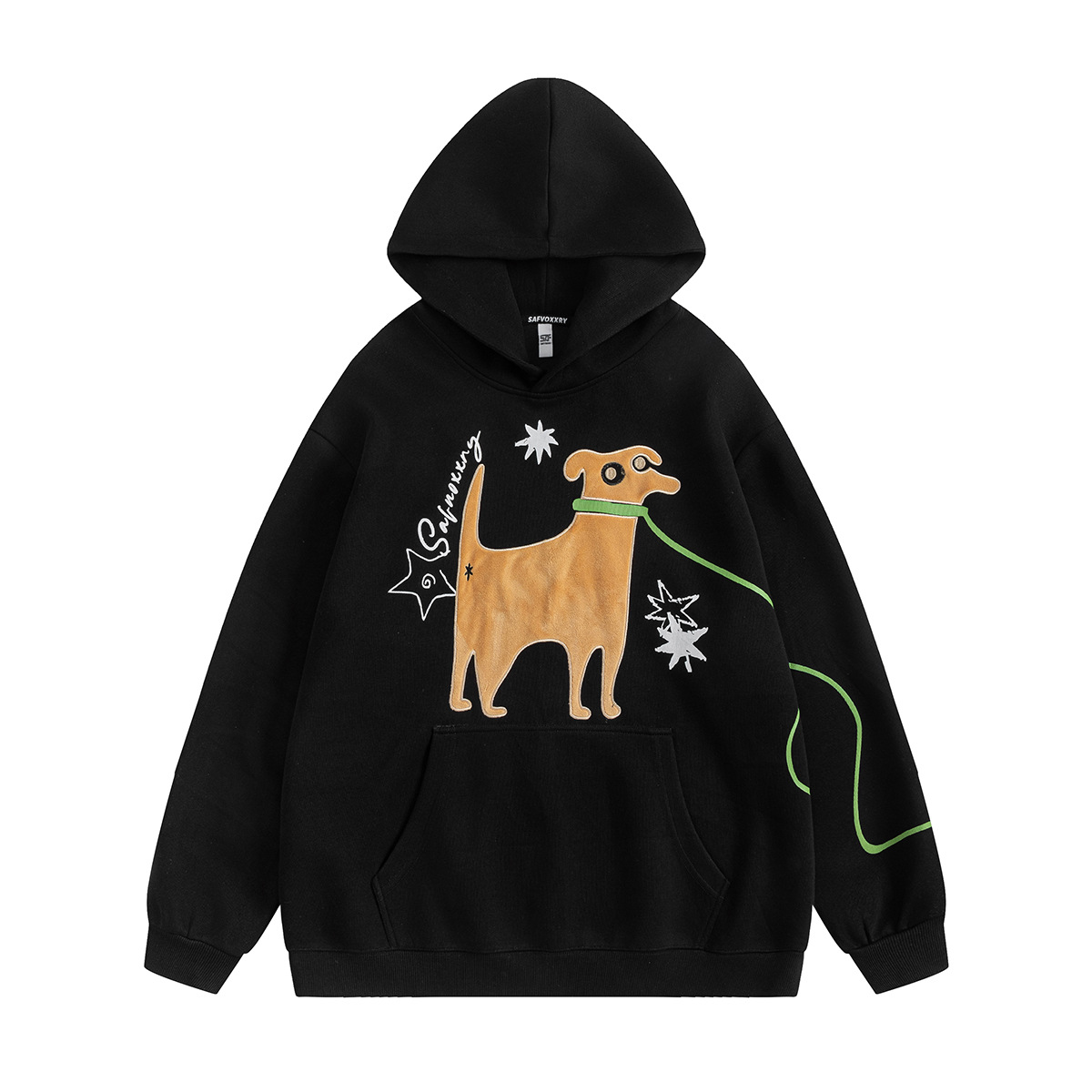 Long Sleeve Playful Stitching Vintage Cotton Hoodie