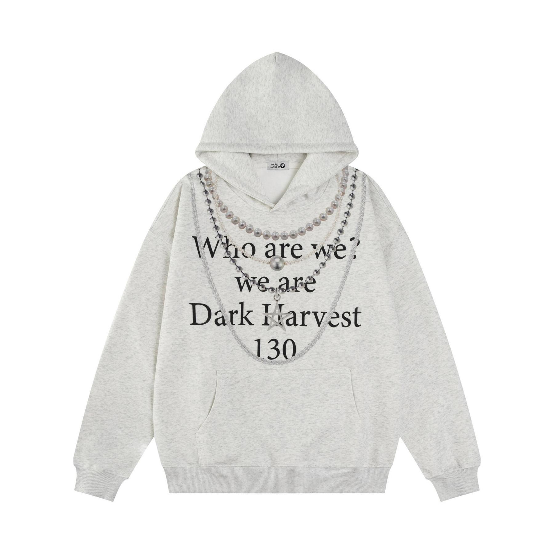 Milk Silk Dangling Beads Graphic Hoodie