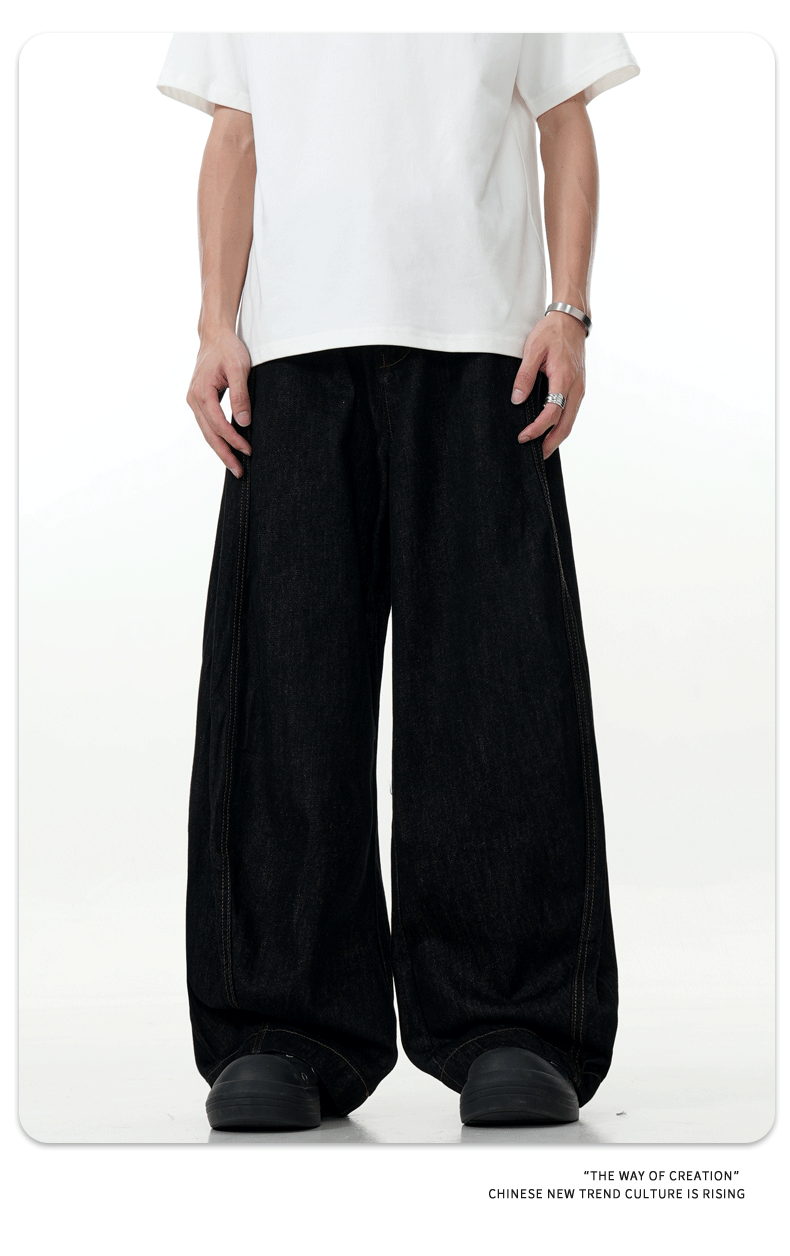 Simple Slimming Loose Fit Casual Trendy Banana Shape Wide Leg Long Pants