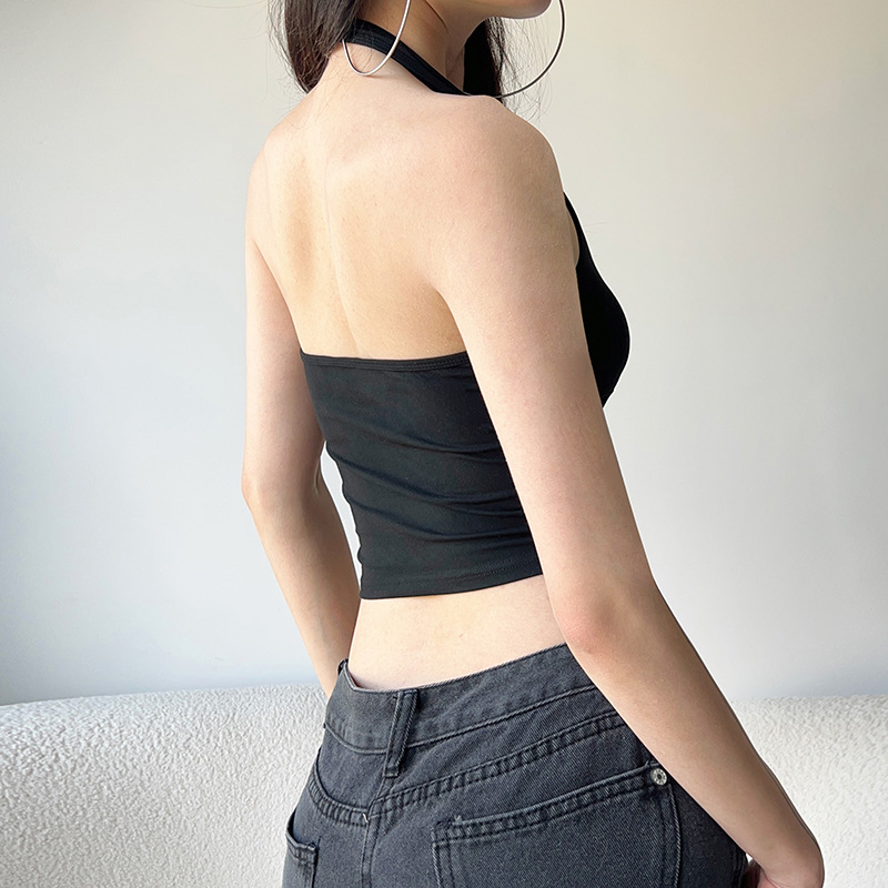 Halter Draped Body-Hugging Milk Silk Vest
