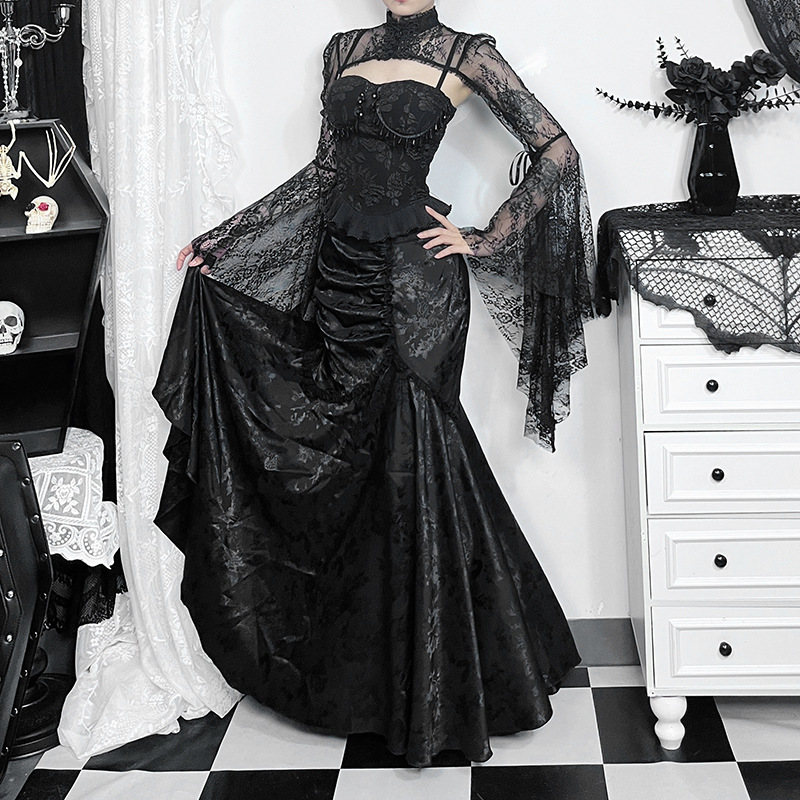 Solid Color Feminine Fitted Off-Center Trumpet Dress
