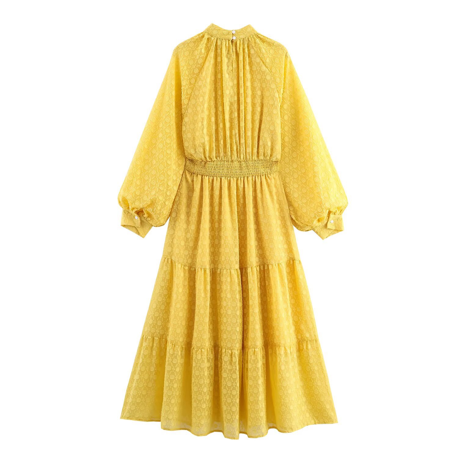 Polyester Mock Neck Flared Dress