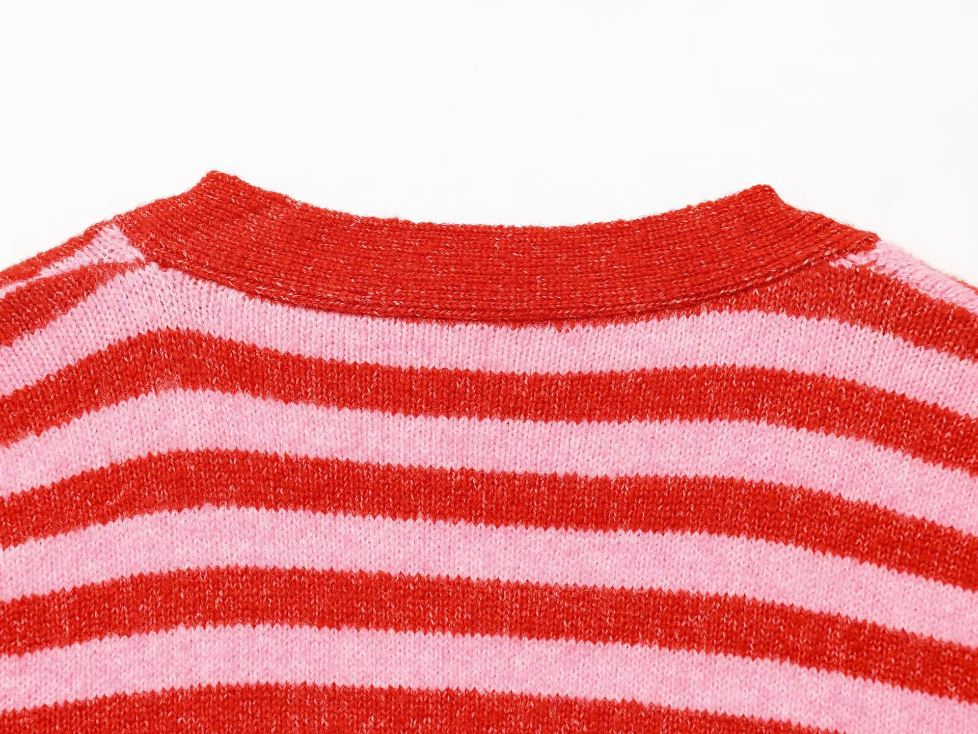 Ladies Button Front Plunge Banded Wrist Length Sweater