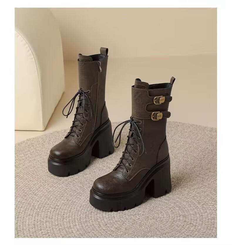 Women's Martin boots with thick sole and height increasing midsole