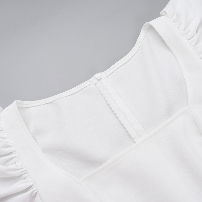 Bateau Neckline A-Line Long Sleeved Mini Dress