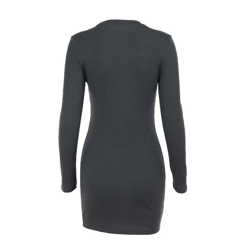 Round Neck Bodycon Full Sleeve High Waist Dress