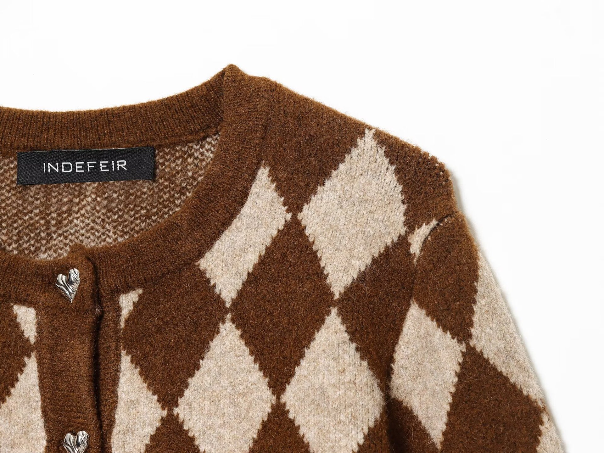 Rhombus Knit Long Sleeve Jacket