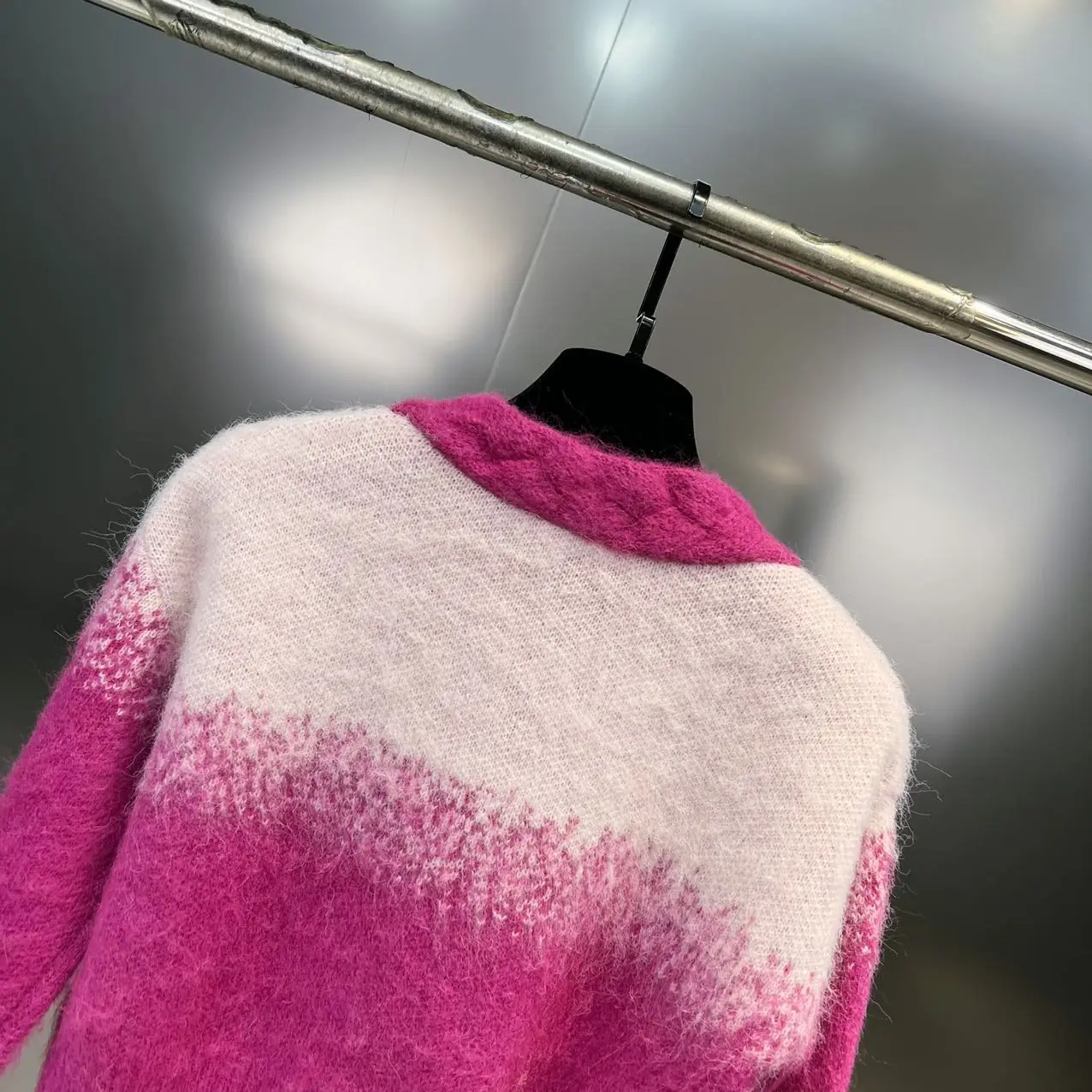 Oversized Ombre Spandex Cardigan with Crystal Clasp
