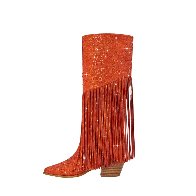 Ladies Rubber Tall Chunky V-Toe Boots