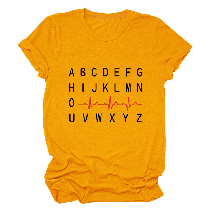 Ladies Geometric Print Round Neck Short Sleeve Tee