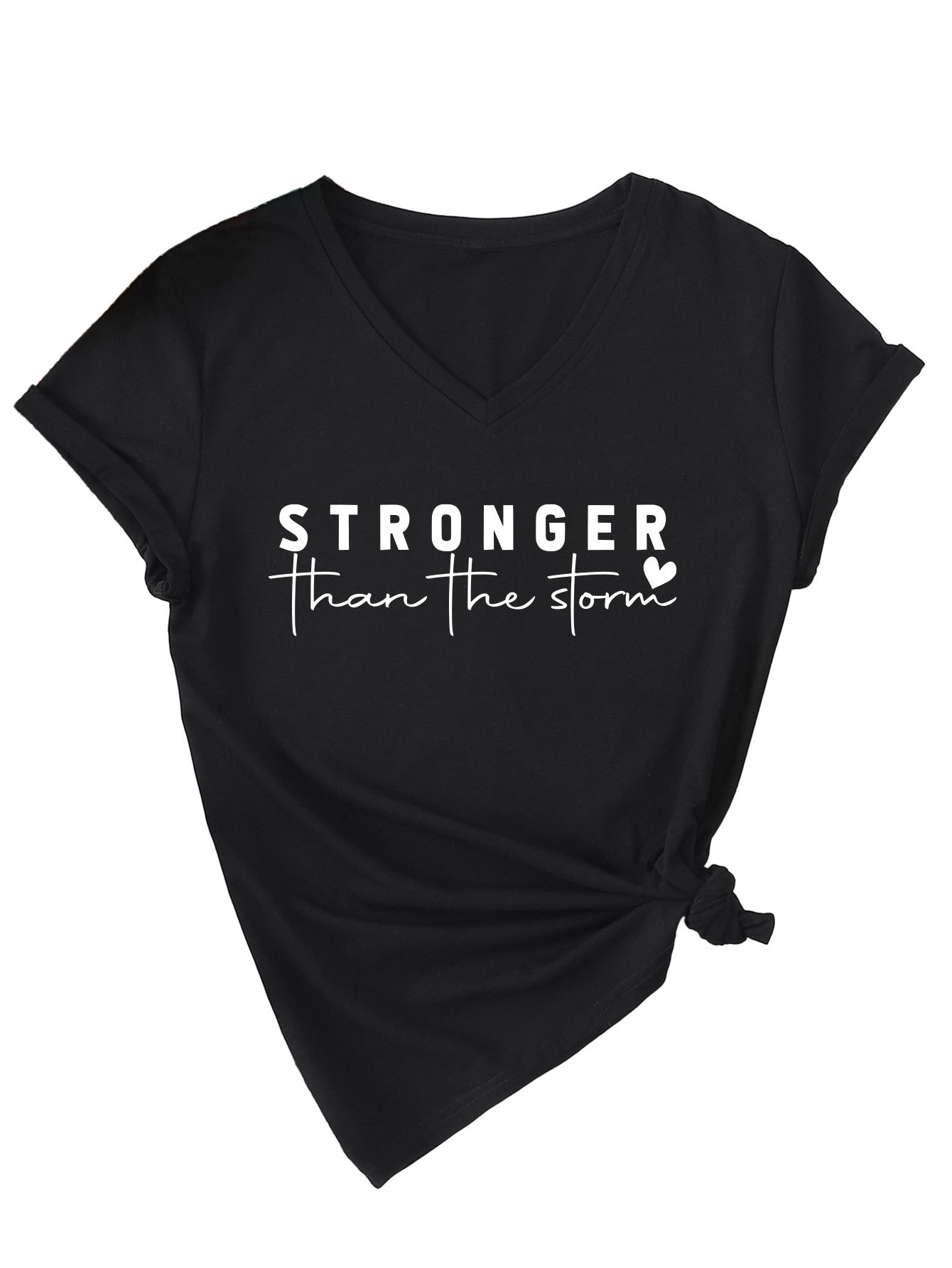 Geometric Print Plunge Front Ladies Tee