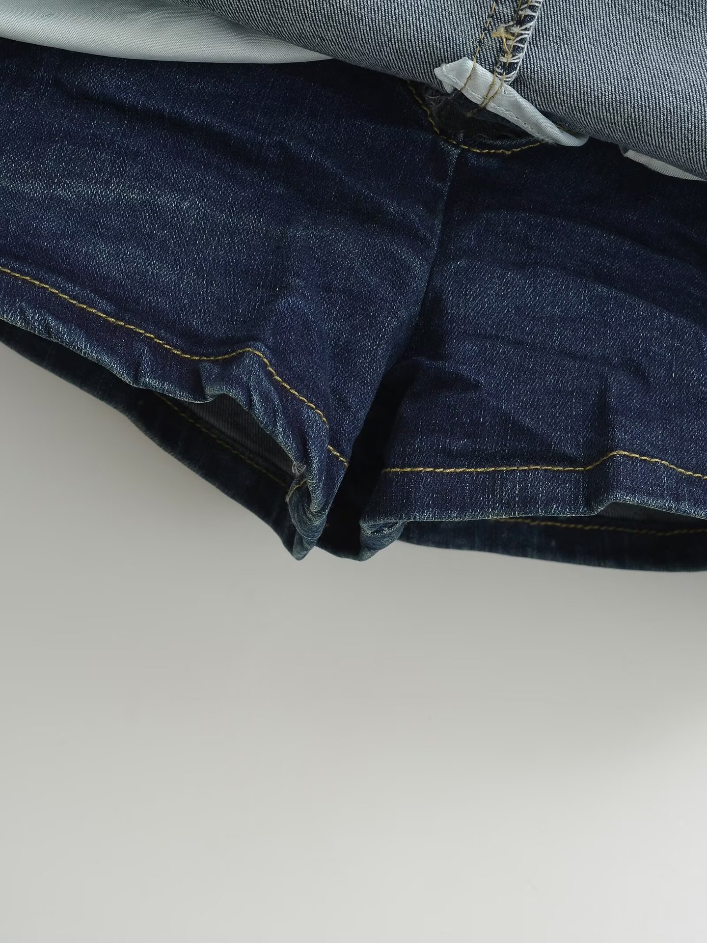 High waisted hip hugging denim short skirt midi skirt