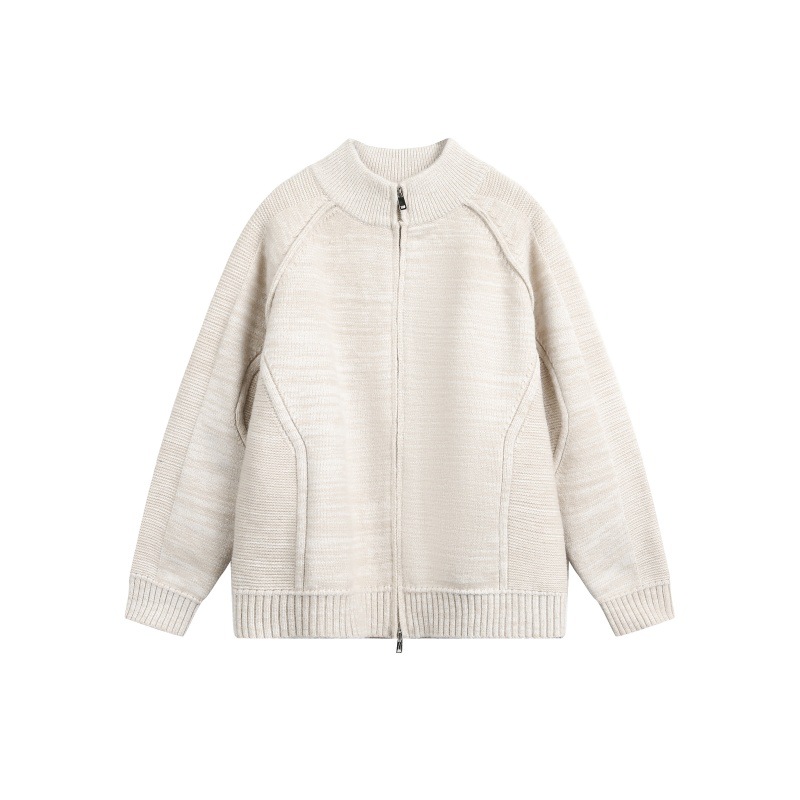 Japanese Workwear Jacquard Long Sleeve Oversized Cardigan