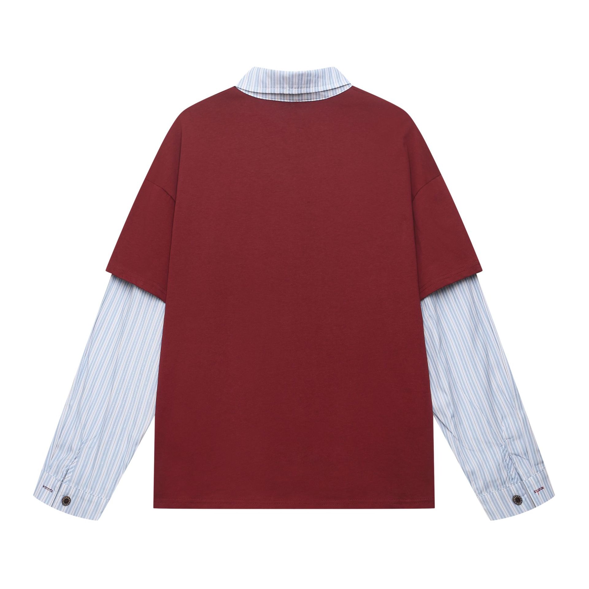Long Sleeve Contrast Collared Cotton Sweater