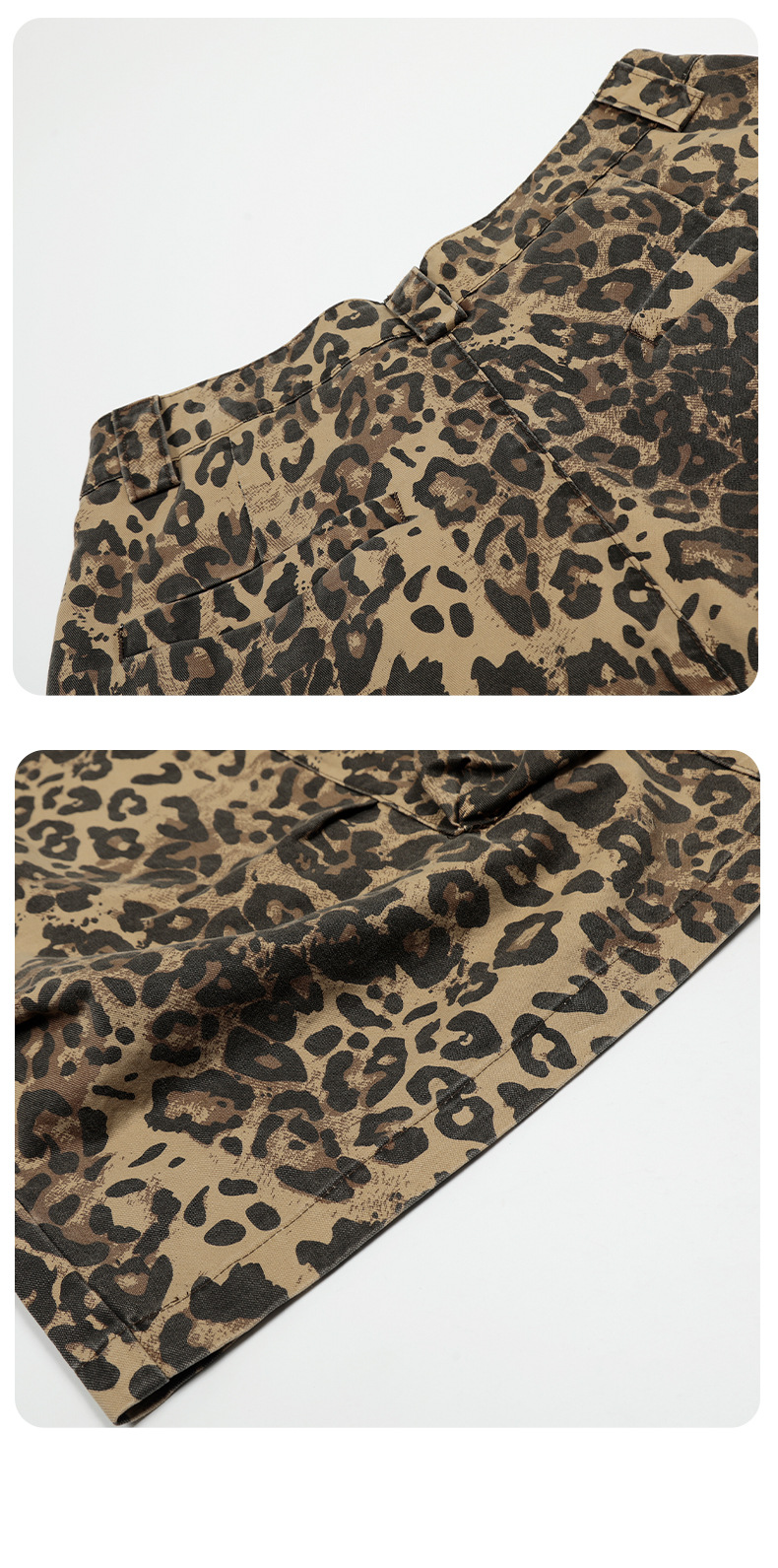 Leopard Print Loose Straight Calf-Length Pants for Men and Women Cleanfit Striped Sport Shorts