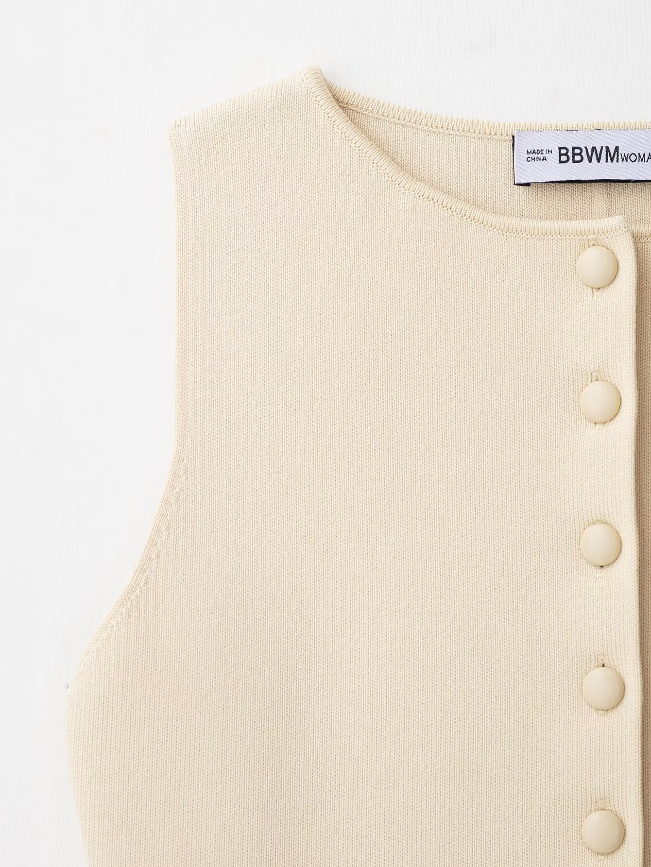 Slim Fit Polyester Ribbed Hem Button-Front Tank Sweater