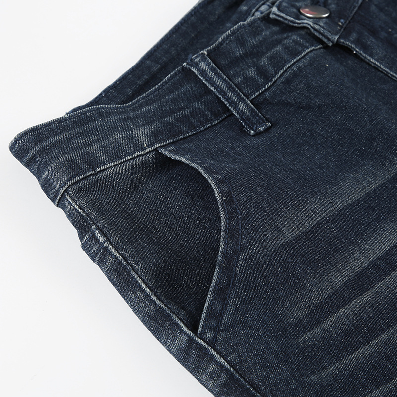 Retro hot girl washed and worn low waisted slightly flared jeans