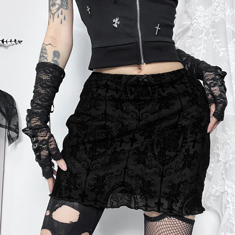 Private Celebrity Fitted Layered Above-Knee Polyester Print Skirt
