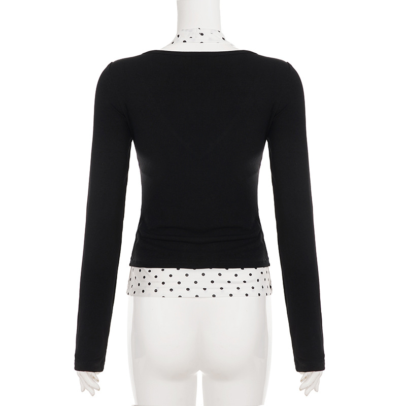 Slim Colorblock Plunge Layered Midriff Top