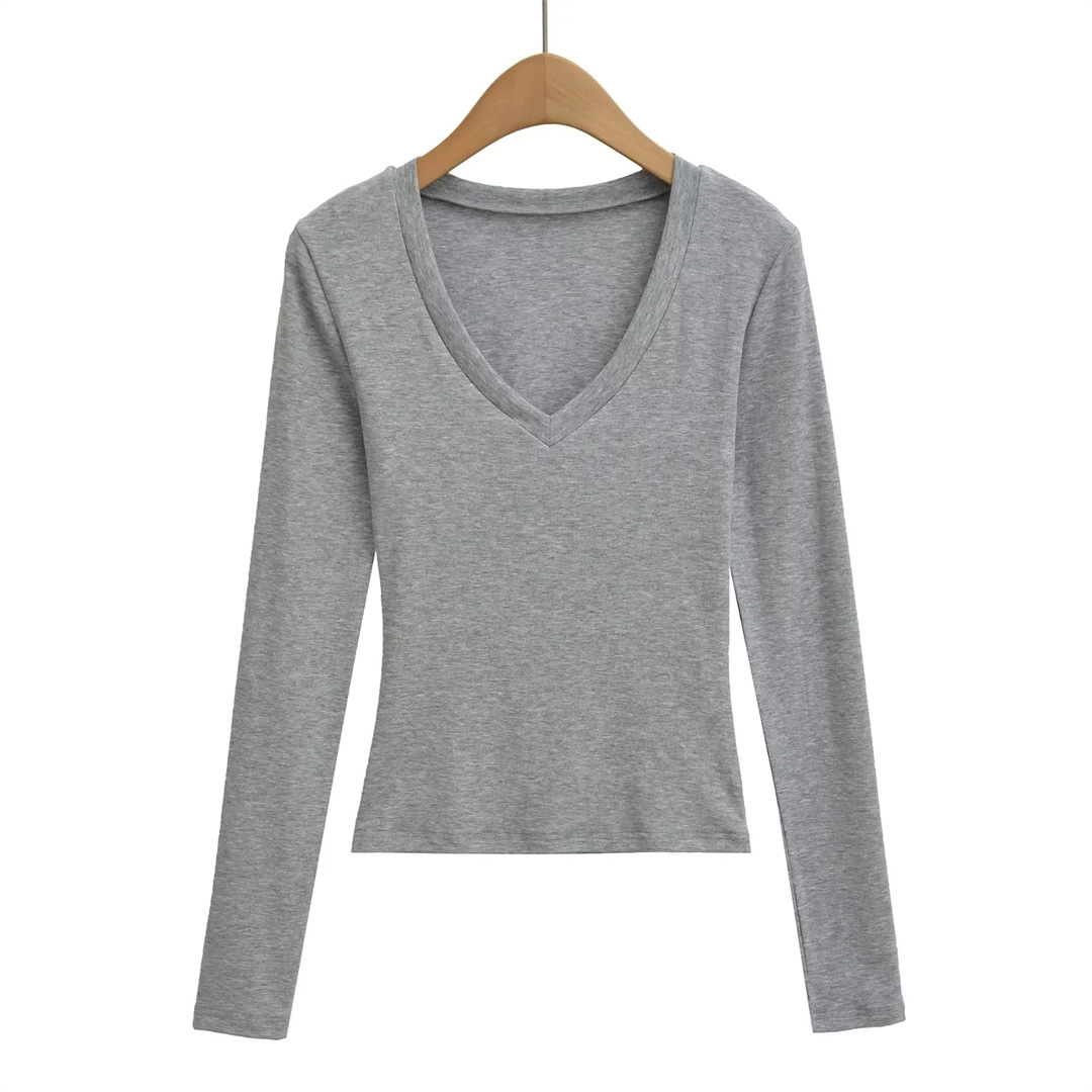 Plain Slim Fit Low Cut Wrist-Length Body Suit