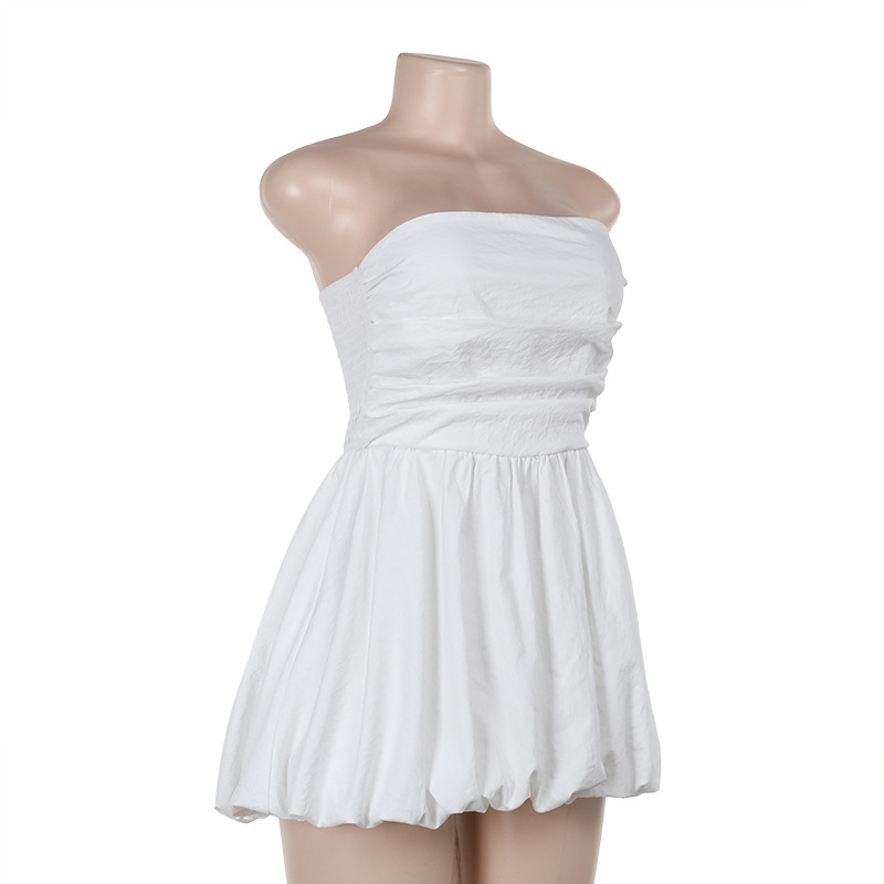 One-Shoulder Flared Polyester Dress