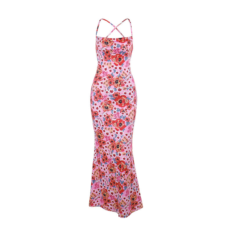 Vibrant Floral Sleeveless High-Waist Pencil Maxi Dress
