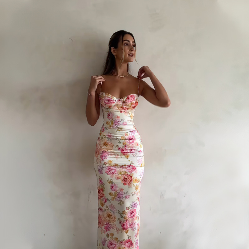 Collarless Sleeveless Straight Cut Mid Waist Polyester Dress