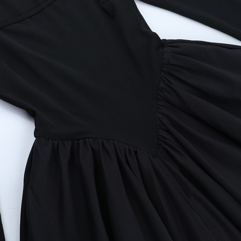 Fitted Long Sleeve Square Neck Knit Mini Dress
