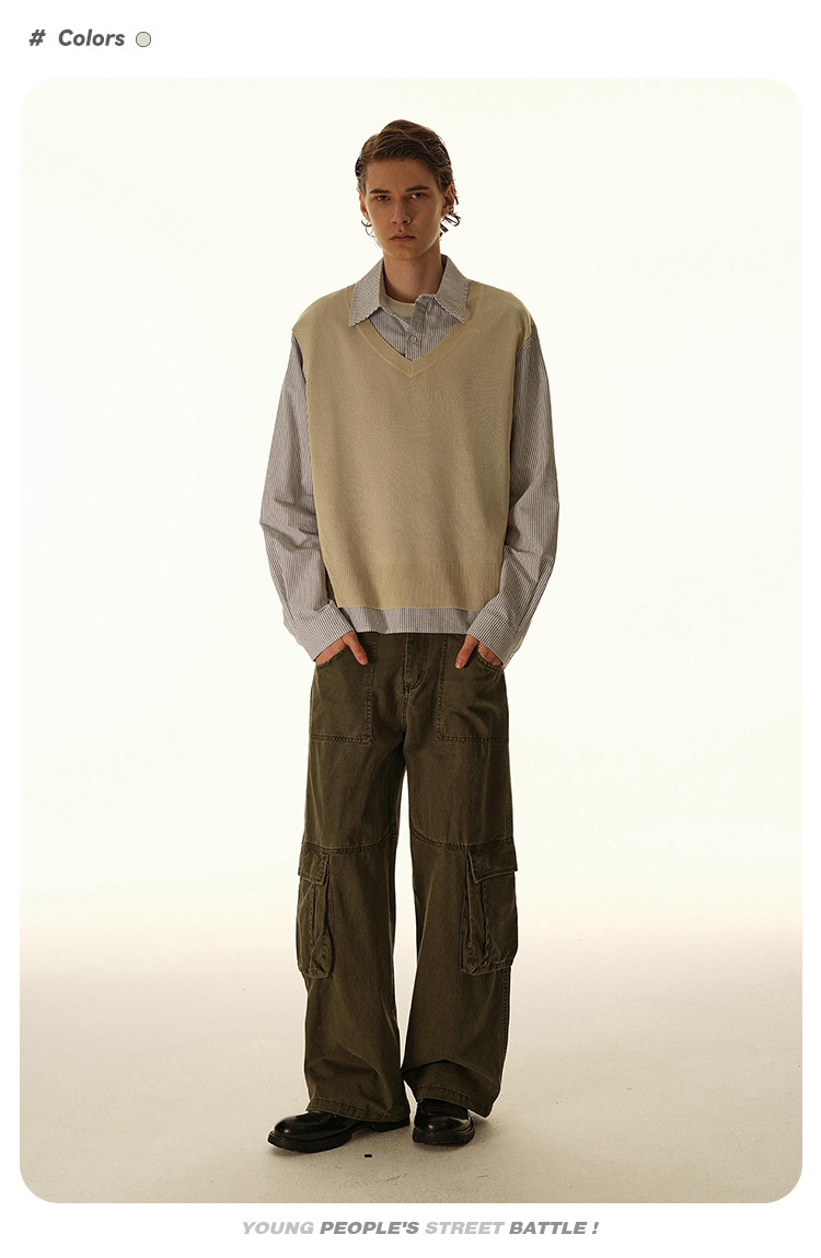 American Vintage Plaid Full Sleeve Flip-Collar Button-Up Loose-Fit