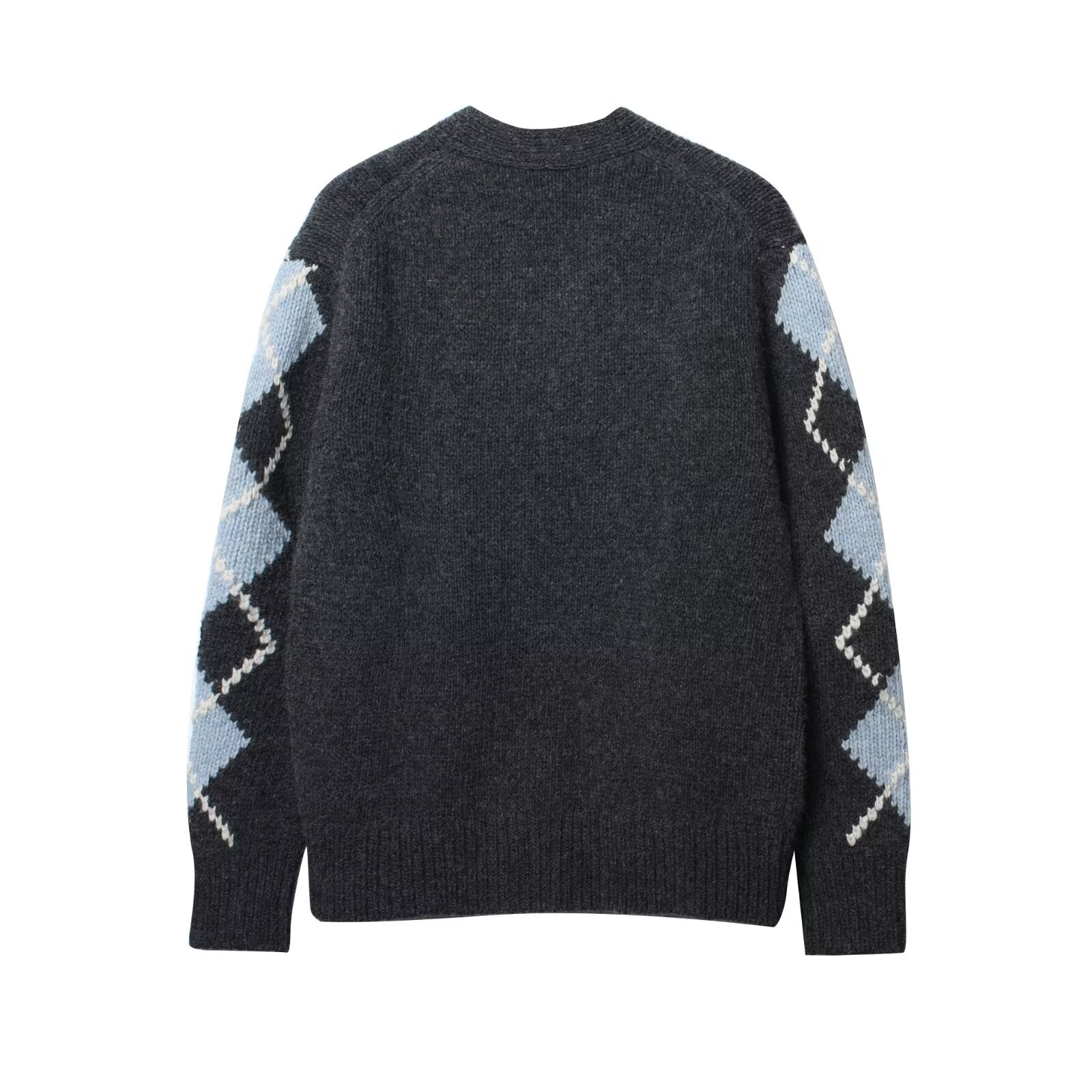 Streetwear Plunge Argyle Bomber