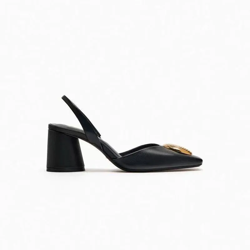 Black Chunky Heels Women Pumps Office Lady Metal Sequins High Heels Woman Pumps Elegant Luxury Heels For Women Shoes
