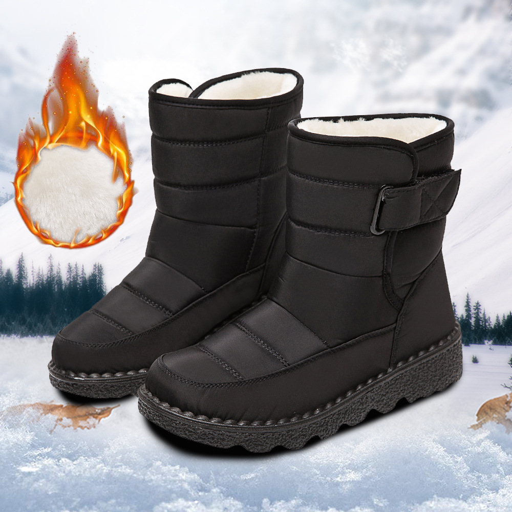Winter New Snow Boots Women's High Top Waterproof Cotton Shoes Casual Short Tube Plush Plus Large Cotton Boots 43 Amazon