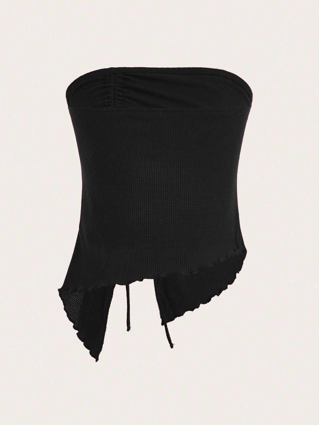 Fitted Collar Neck Tie Front Asymmetric Vest Top